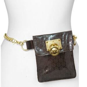 Michael Kors Belt Chain Bag in Brown Elegant Leather Chain Bag